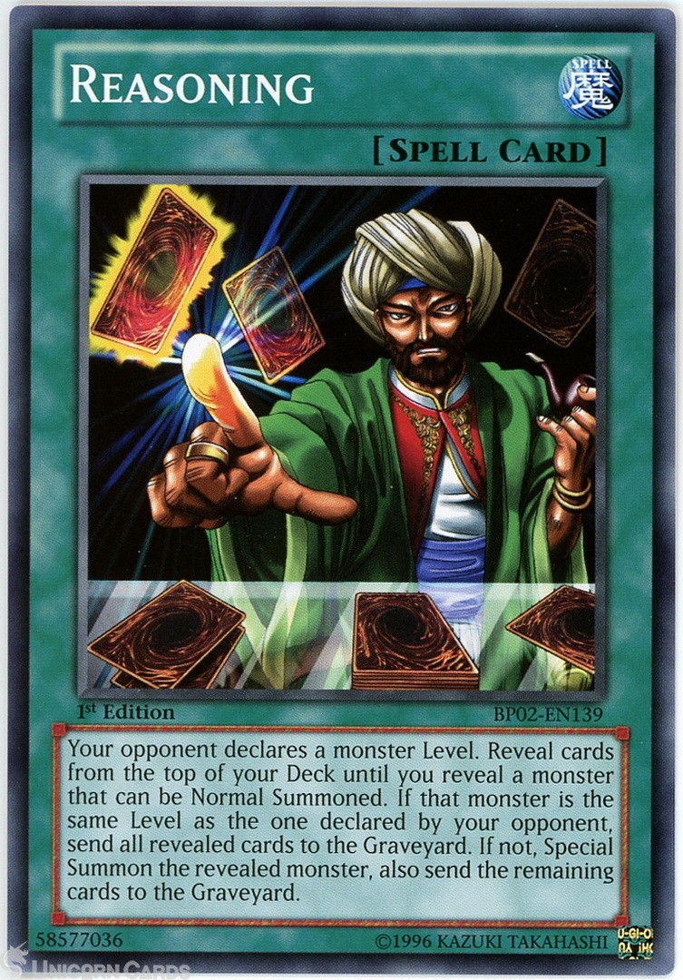 BP02-EN139 Reasoning : Mosaic Rare 1st Edition Mint YuGiOh Card