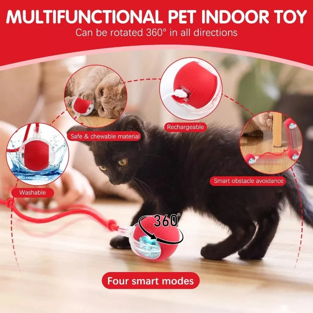 Rechargeable Automatic Cat Toy Ball Interactive Rolling Smart Pet Toy USB