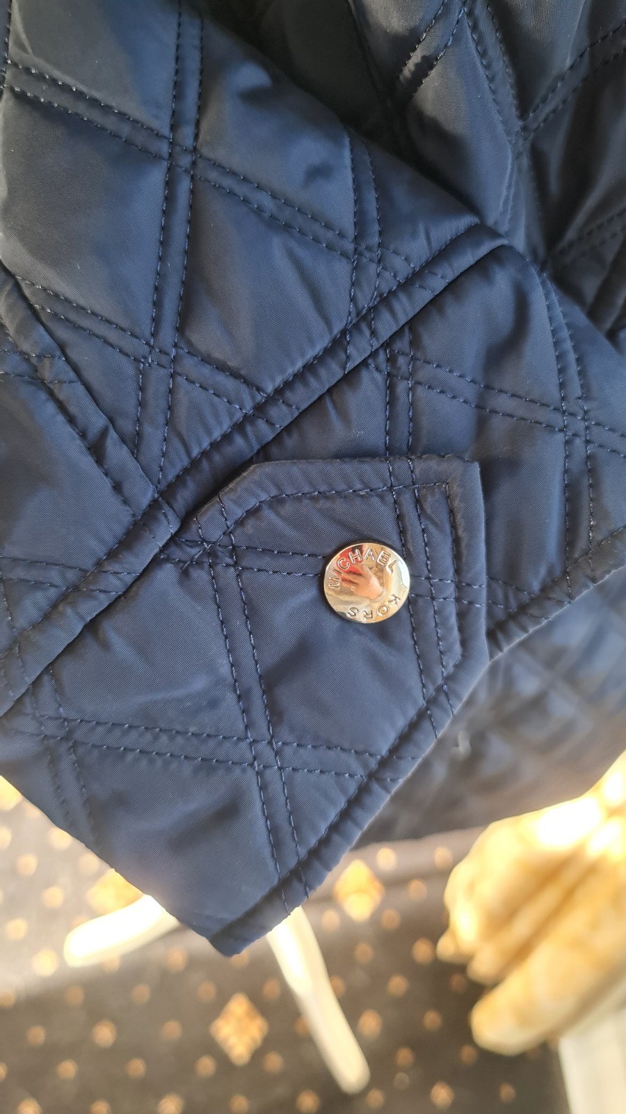 Michael Kors Ladies Quilted Jacket BNWOT Navy Size L thumbnail 12