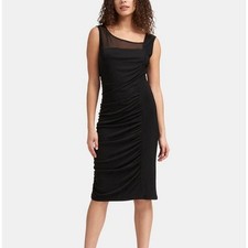 DKNY draped mesh-inset dress 90s Vintage Sz XL Goth Grunge Party