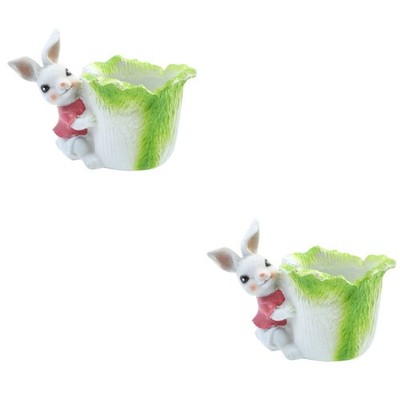  2 PCS Sukkulenten Pflanzgefäße Cartoon-topf Blumentopf Kaninchen-Gartenstatue