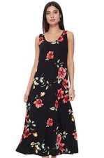 JOSTAR Slinky LONG TANK DRESS Black Poly Spandex W431 TRAVEL S M L XL  2X  3X