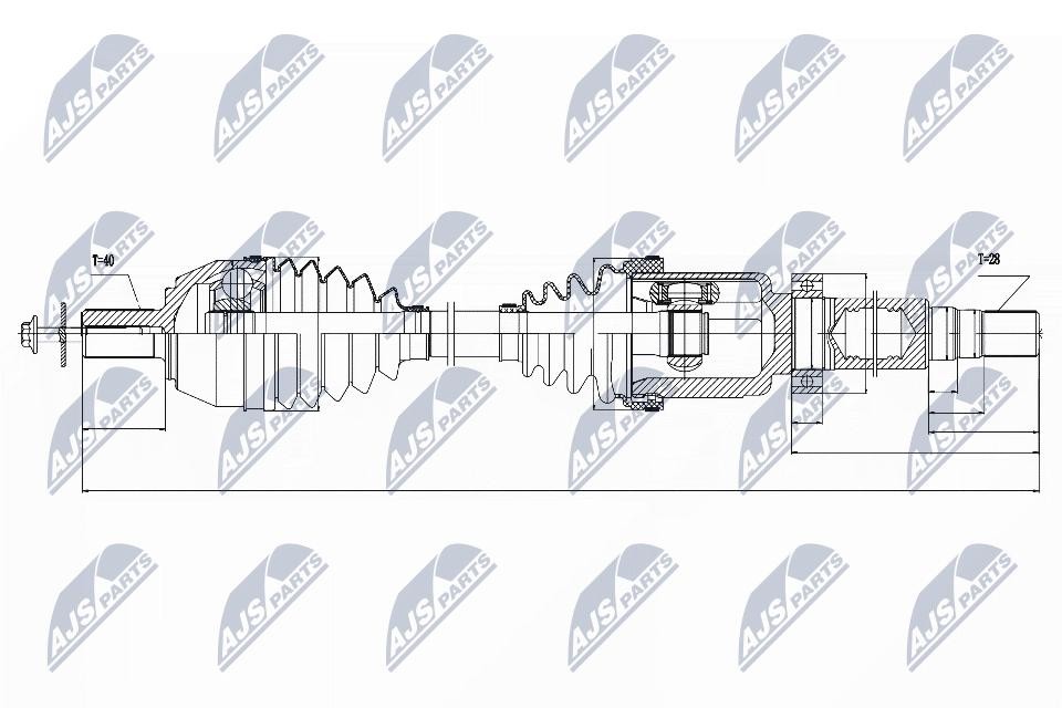 NTY Drive Shaft NPW-VV-024 For Volvo Front Right Reinforced 990 mm