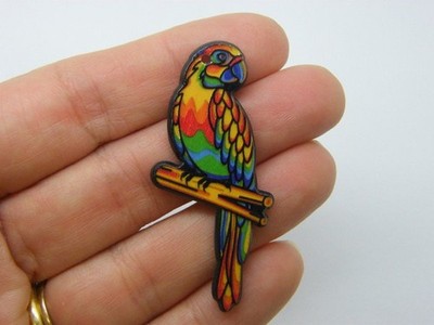 2 Papagei Vogel Anhänger Regenbogen schwarz Acryl B123