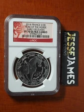 2014 10 EURO FRANCE SILVER YEAR OF THE HORSE NGC PF70 ULTRA CAMEO EARLY RELEASES