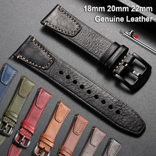 Vintage Brown Red Bracelet 18mm 20mm 22mm Cowhide Leather Watch Strap Wrist Band