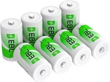 D Cell Batteries 10,000mAh Ni-MH Rechargeable D Batteries,8-Pack,w/ Battery Case