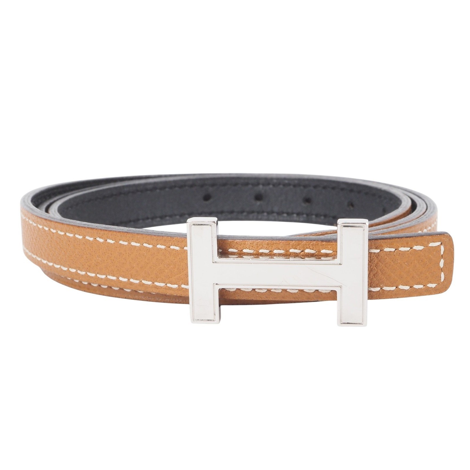 HERMÈS Narrow Reversible Belt Epsom / Box - Gold / Black Size 80 Original...