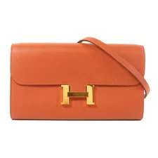 HERMES GHW Constance To Go Shoulder Bag Evercolor Leather Brick Red