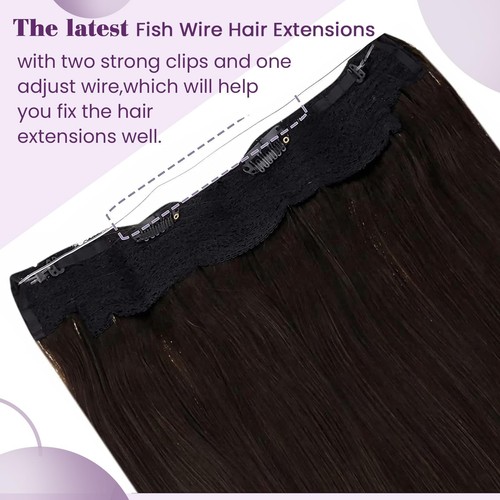 Extension Capelli Veri con Filo Invisibile Castano Scuro Capelli Umani Remy - Foto 12 di 12
