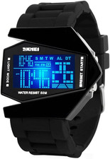 Men Sports Military Watches Digital Airplane Shaped LED Light Waterproof Watches