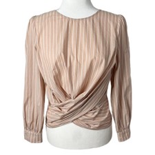 ASTR Women's Sinead Crop Top M Pink Striped Long Sleeve Twist Front Open Back