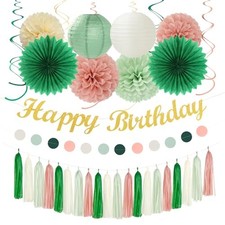 Olive Sage-Green Beige Happy-Birthday Party-Decorations Olive Sage Green Beige