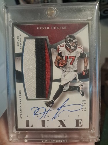 2015 Panini Luxe Devin Hester 3 Color Game Used Patch Auto On Card /25