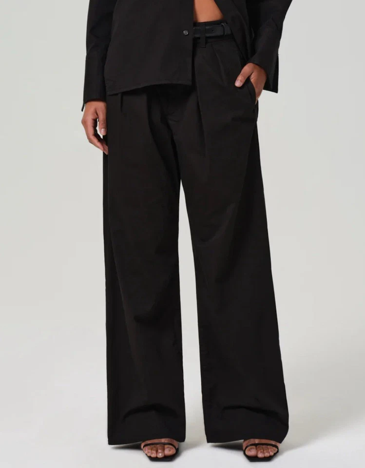 Pantalón Citizens of Humanity Mujer Petra Plisado Pierna Ancha Negro Talla 27