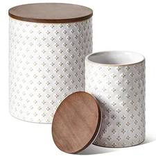 Set of 2 Ceramic Food Storage Containers with Airtight Lids, 78/25 oz for Pantry