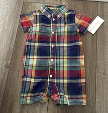 NWT Ralph Lauren Plaid Romper - 6 Months Colorful One Piece Short