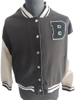 Just Anna College Jacke XL Schwarz-Weiß Varsity Stil Damen Herren Unisex #