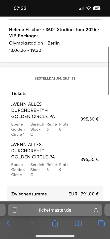2x Helene Fischer 360° Stadion Tour Berlin 13.06.26 VIP Tickets  - Bild 2 von 2