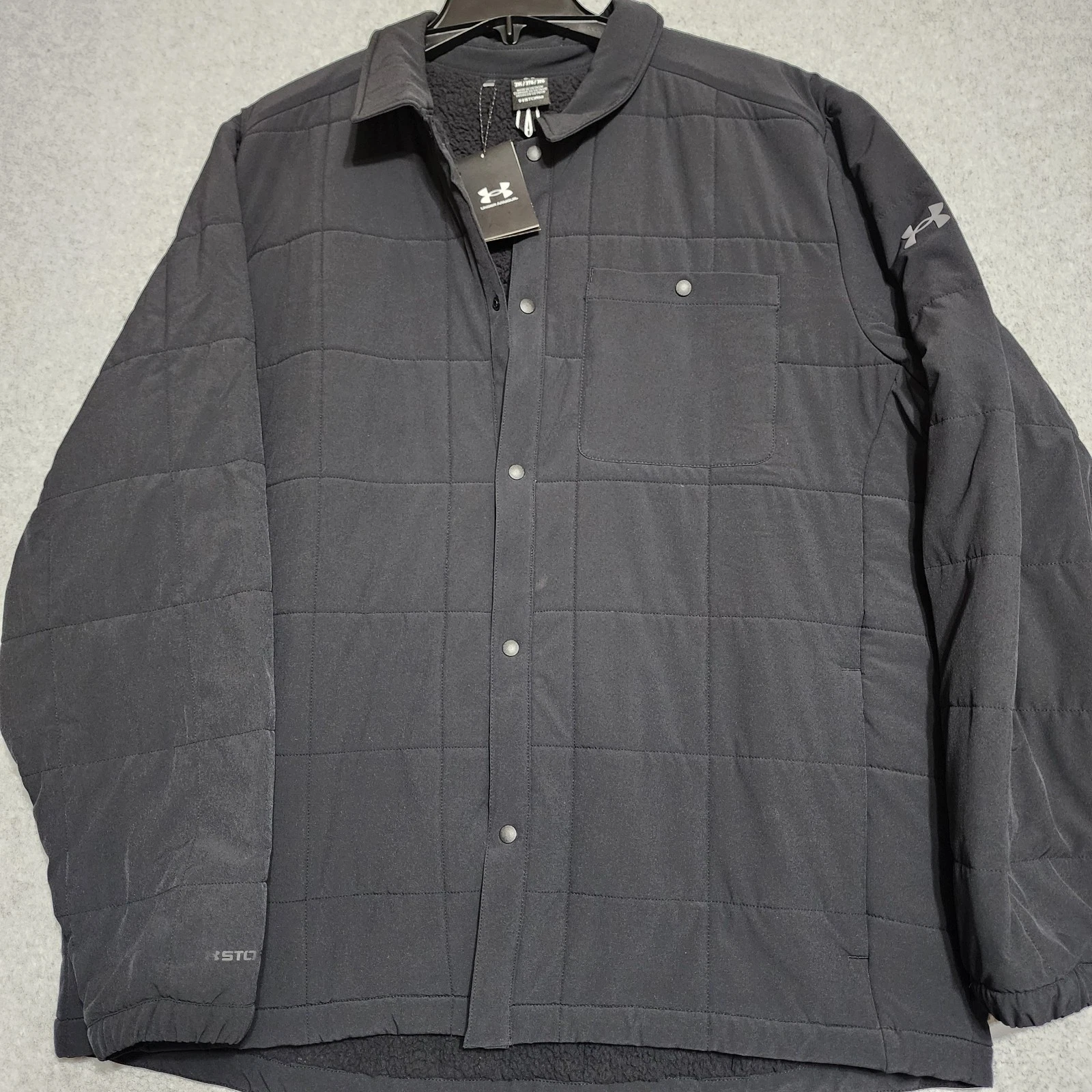 Under Armour New Expanse Quilted Shacket Mens Jacket Black XXL 2XL 1387030 Storm