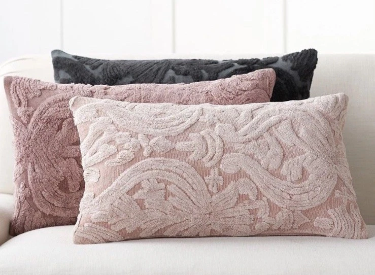Funda De Almohada Rectangular Grande Jacquard Floral Beige - Lujo Y Textura Para Salón O Dormitorio