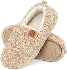 Women's Fuzzy Full Slippers Soft Comfy Faux Shearling Memory Foam Indo