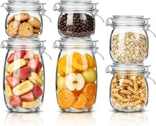 Glass Storage Jars with Airtight Lids Set of 6 17 oz/26 oz/50 oz , Clear Glass