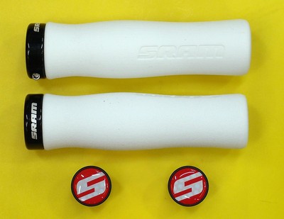 SRAM Locking Foam Contour Grips Red with Single Black Clamp and End Plugs