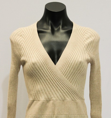 Chicwish Womens Soft Knit Contrast Hem Wrap Midi Dress BL1 Camel See Description - Picture 2 of 4