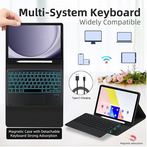 For Samsung Galaxy Tab A9+ 11" 2023 Tablet Touchpad Backlit Keyboard Case Mouse - Picture 9 of 46