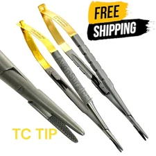 2 CASTROVIEJO MICRO NEEDLE HOLDER 6" STRAIGHT W/ TUNGSTEN CARBIDE INSERTS-GERMAN