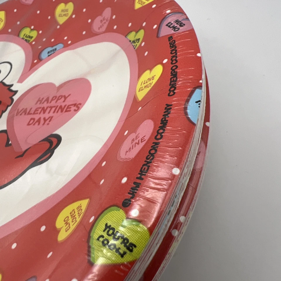 Elmo Feliz Día de San Valentín NUEVO Sellado 7” Platos Recubiertos de Plástico - Lote 3x 12pk 36p Foto 3 de 4