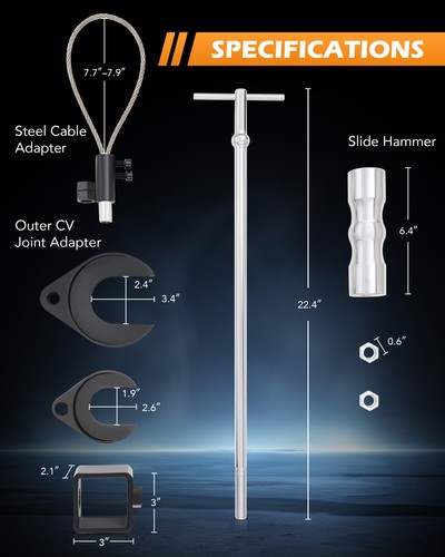 Inner CV Joint Puller Slide Hammer Wheel Drive Axle Half Shaft Removal Tool Kit - Picture 3 of 7