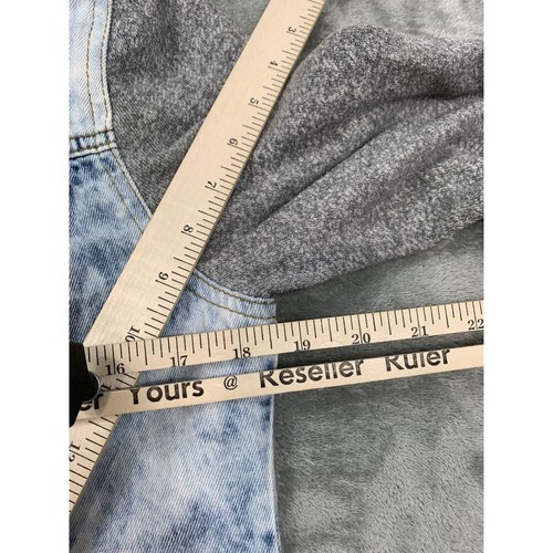 L.E.I. Juniors Girls Large Blue Jean Jacket Denim & Knit Hooded Jacket - Picture 4 of 9