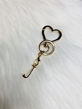 Letter J Gold Color Initial Heart Love Metal Keychain Key Chain Ring NEW