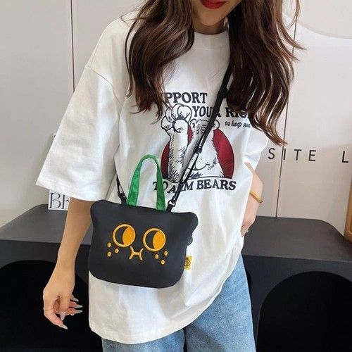 Canvas Crossbody Bags Black Cat Printed Shoulder Bag New Handbags Women - Picture 11 of 15