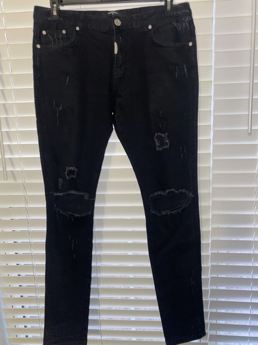 Represent Men's Destroyer Distressed Denim Black Jeans Size 34