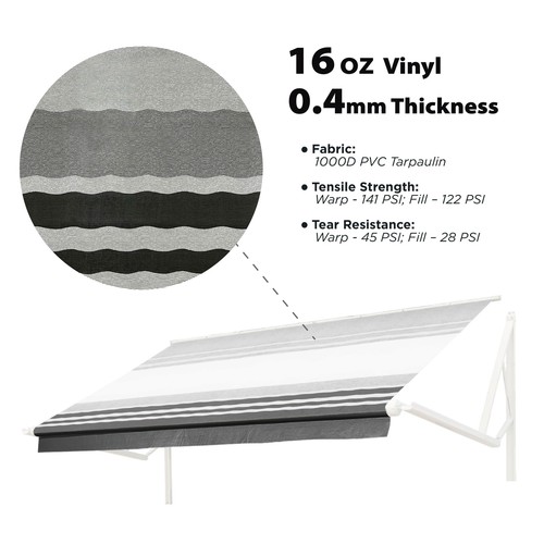 ALEKO Vinyl Grey Fade Fabric Replacement for 12 x 8 ft RV Retractable Awning - Picture 11 of 14