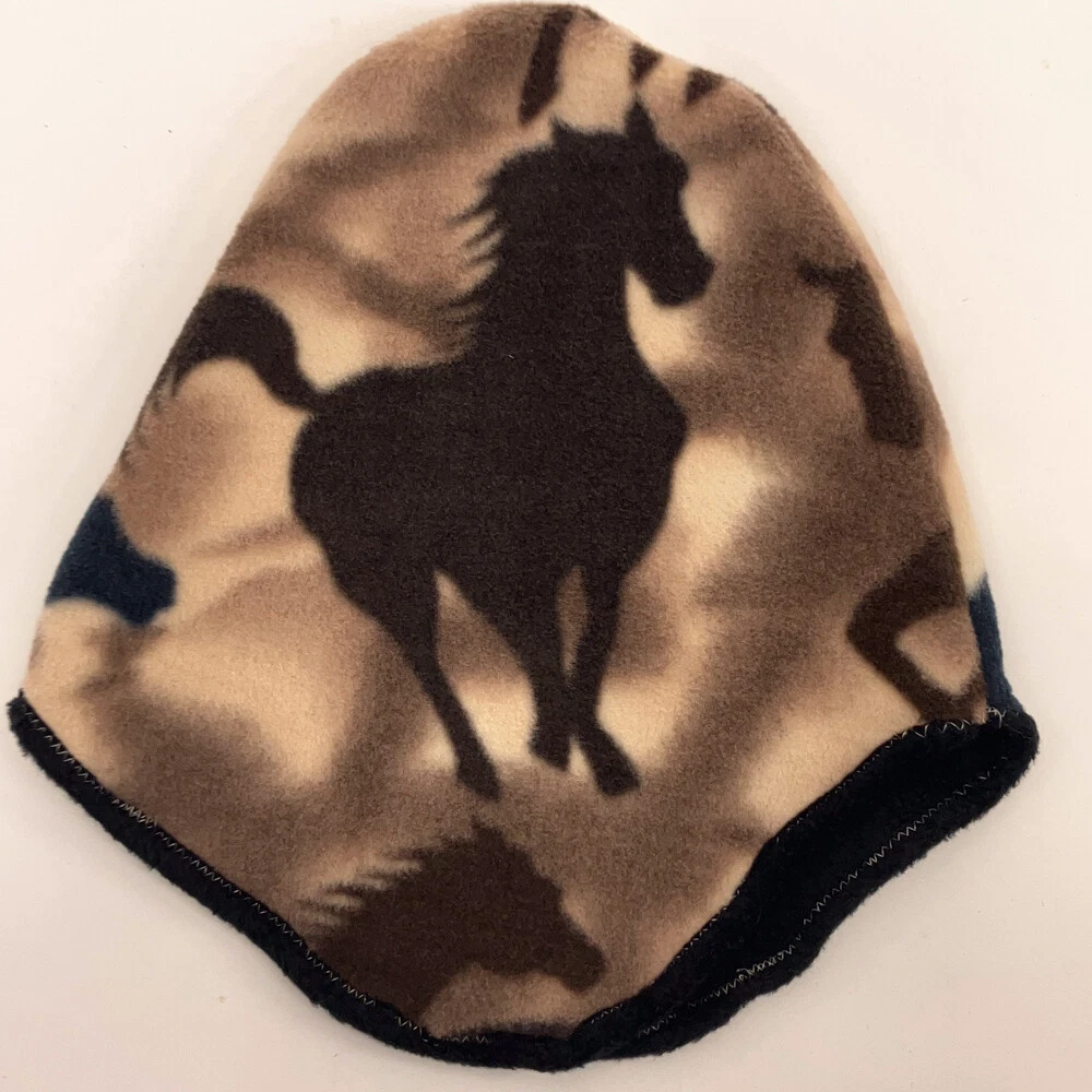 Horse Equestrian Brown Fleece Homemade Winter Ear Flap Hat