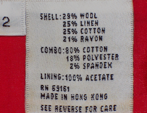 CARLISLE red and dark denim jacket, size 2, wool/linen/cotton, Made in Hong Kong - Picture 9 of 13