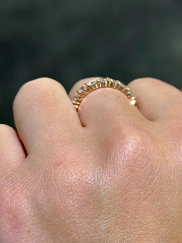 14k Oro Rosa Laboratrio Cresciuta Diamante Rotondo 3.26ct Anello VS1 Eternity 6 - Foto 3 di 14