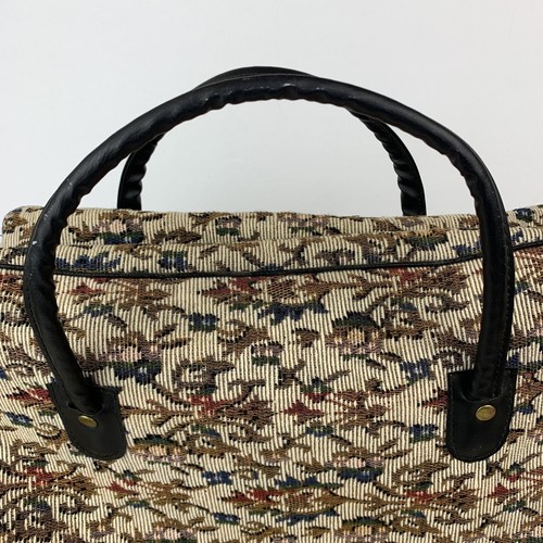 Vintage Susan Bates Knitting Floral Canvas Tapestry Double Handle Bag Japan - Picture 15 of 22