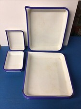 Vintage Blue and White Enamel CESCO Acid Resistant Photographic Tray Lot of 6