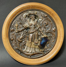 Alte Bronze Silber Gold Platte Wandplatte Teller Relief Plakette Reliefplatte