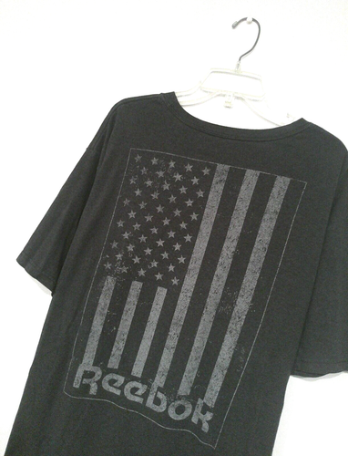 Reebok Mens 'American Flag' Graphic Tee Size 3XL Charcoal Grey Patriotic Freedom