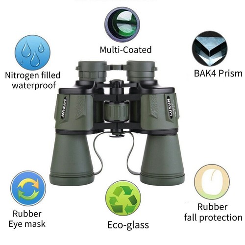 20x50 Binoculars Black Military Green Outdoors Travel Bird Watching HD Binocular - Picture 7 of 14