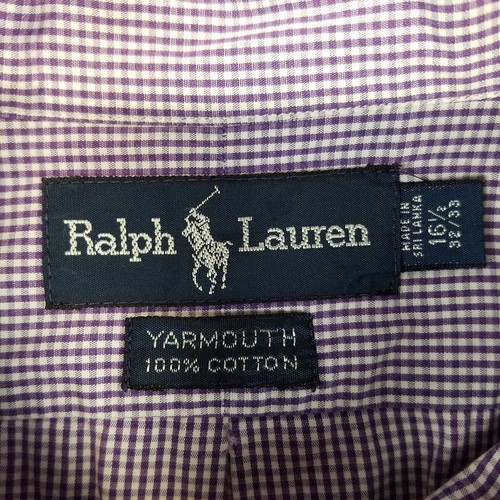 VTG Ralph Lauren Shirt Men Large L Purple Gingham Plaid Yarmouth Classiccore 90s - Picture 3 of 12