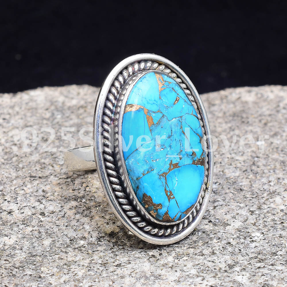 Blue Copper Turquoise Gemstone 925 Sterling Silver New Year