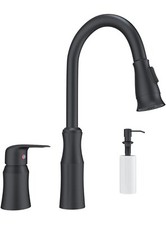 Kitchen Sink Faucet,3 Hole Kitchen Faucets with Pull Down Sprayer matte black