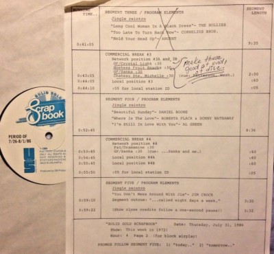 RADIO SHOW 7/31/86 THIS WK '72: SETS w/GARY LEWIS & PAUL ANKA